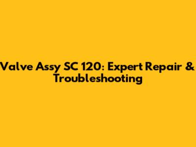 Valve Assy SC 120: Expert Repair & Troubleshooting