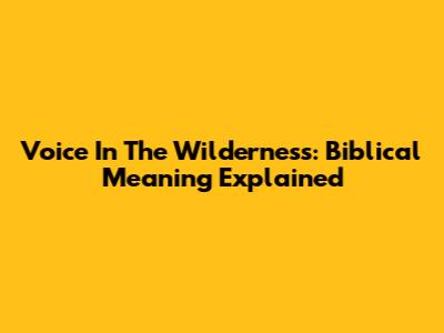 Voice In The Wilderness: Biblical Meaning Explained