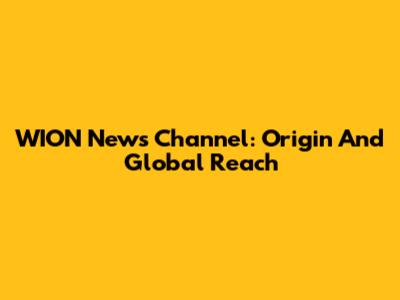 WION News Channel: Origin And Global Reach