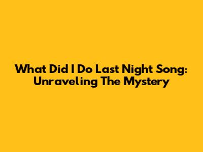 What Did I Do Last Night Song: Unraveling The Mystery