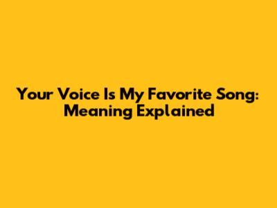 Your Voice Is My Favorite Song: Meaning Explained