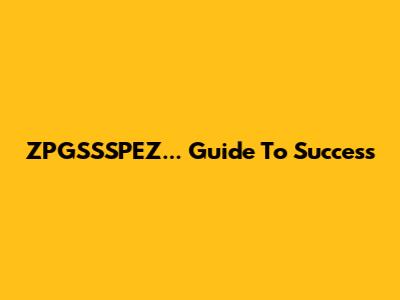 ZPGSSSPEZ... Guide To Success