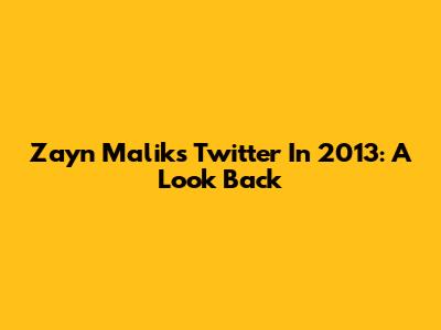 Zayn Malik's Twitter In 2013: A Look Back