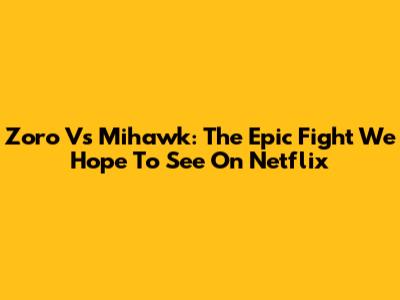 Zoro Vs Mihawk: The Epic Fight We Hope To See On Netflix