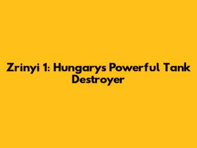 Zrinyi 1: Hungary's Powerful Tank Destroyer